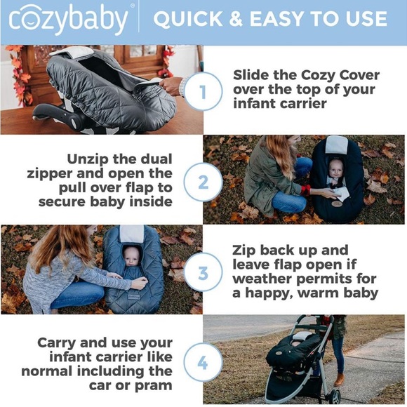 Cozy Cover Infant Carrier Cover Charcoal One Size - Picture 6 of 10